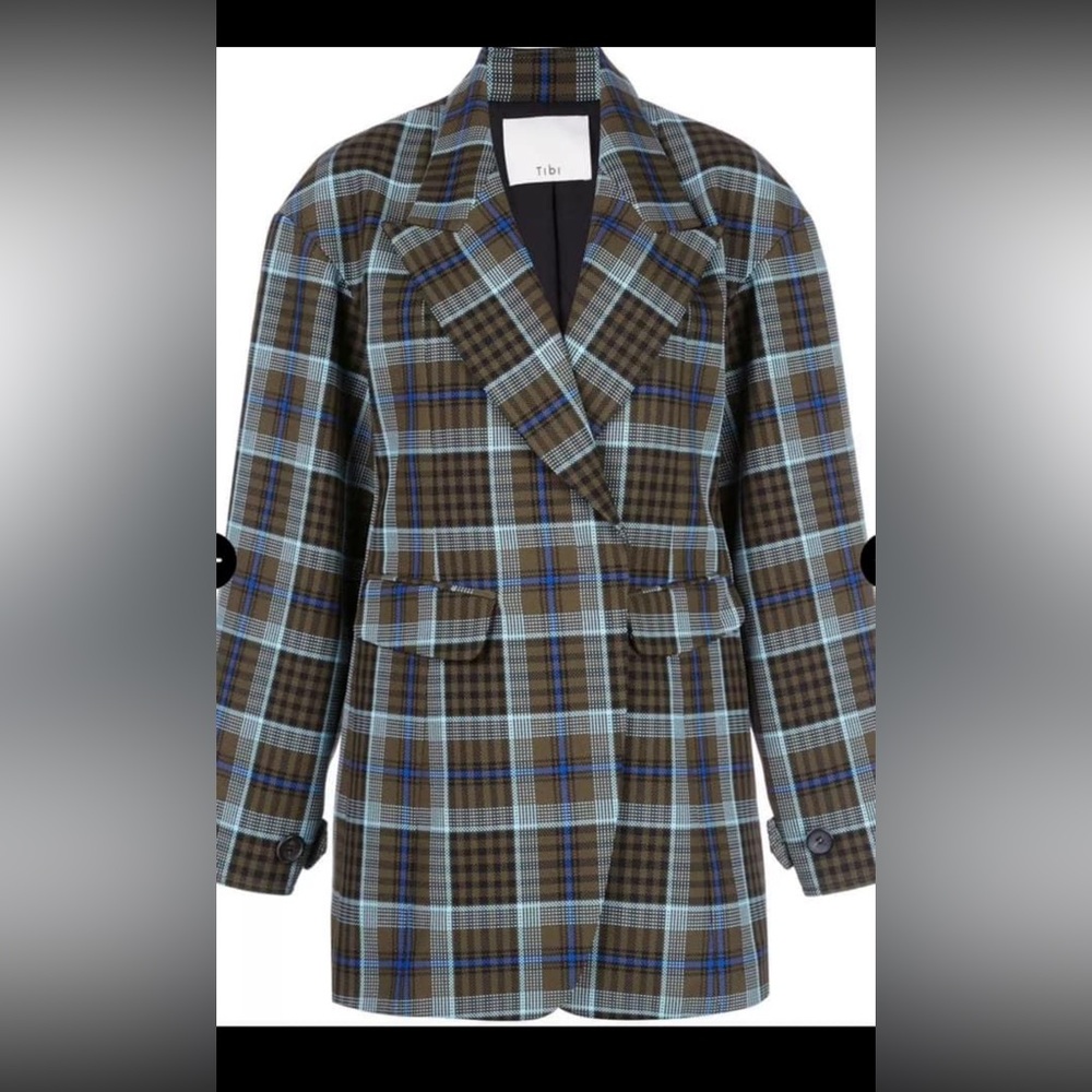 Tibi Spencer plaid blazer size 6 EUC